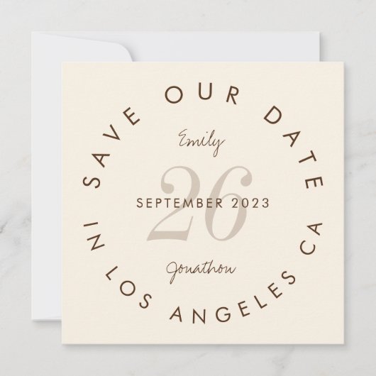 Moderne typografie bruin crème bespaart de datum (Voorkant)