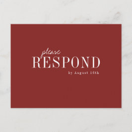 Moderne typografie-burgundy herfst bruiloft RSVP Uitnodiging Briefkaart