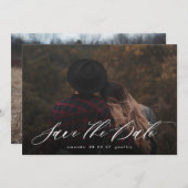 Moderne Typografie Calligrafie White Overlay Photo Save The Date (Voorkant / Achterkant)