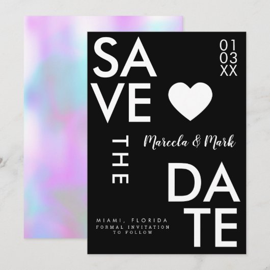 Moderne typografie Candy Abstract Save The Dates Kaart (Voorkant / Achterkant)