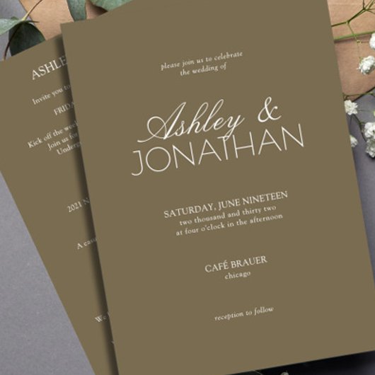 Moderne typografie-centric All-in-One bruiloft Kaart