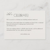 Moderne typografie-centric bruiloft informatiekaartje (Voorkant)