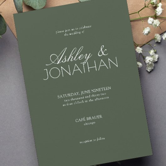 Moderne typografie-centric bruiloft kaart