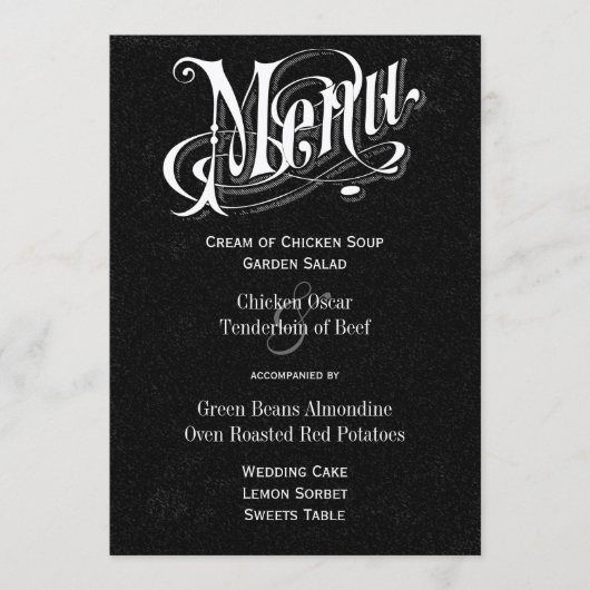 Moderne  Typografie Chalkboard Wedding Menu (Voorkant)