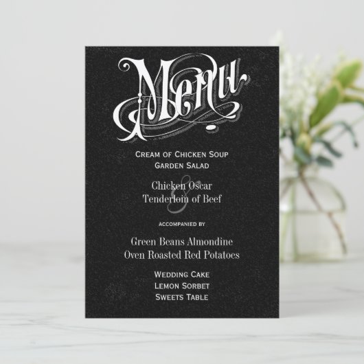 Moderne  Typografie Chalkboard Wedding Menu (Staand voorkant)