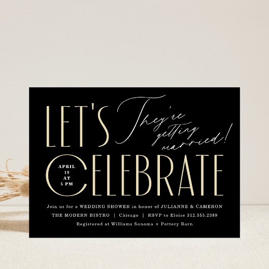 Moderne Typografie Chic Wedding Shower Kaart