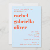 Moderne typografie Cool blauw Oranje Bat Mitzvah Kaart (Voorkant)
