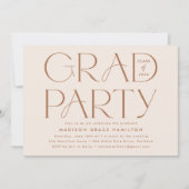 Moderne Typografie Cream and Clay Graduation Party Kaart (Voorkant)