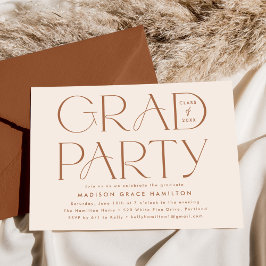 Moderne Typografie Cream and Clay Graduation Party Kaart