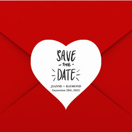 Moderne Typografie Custom Wedding Save the Date Hart Sticker