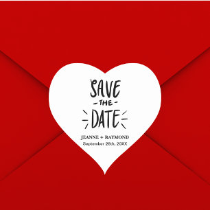 Moderne Typografie Custom Wedding Save the Date Hart Sticker