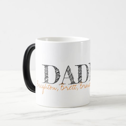 Moderne Typografie DADDY Kinder NAMEN Keepsake Magische Mok (Voorkant links)