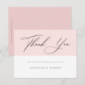 Moderne typografie Dank u voor lichtroze & wit Bedankkaart (Voorkant / Achterkant)
