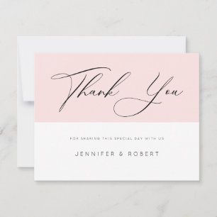 Moderne typografie Dank u voor lichtroze & wit Bedankkaart