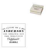 Moderne typografie "De toekomst Mr & Mrs" Adres Rubberstempel (Gestempeld)