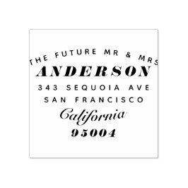Moderne typografie "De toekomst Mr & Mrs" Adres Rubberstempel