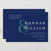 Moderne Typografie Deep Blue Wedding Invitations Kaart (Voorkant / Achterkant)