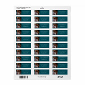 Moderne Typografie Diep Blauwgroen Foto Retouradre Etiket (Full Sheet)