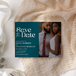 Moderne Typografie Diep Blauwgroen Fotobruiloft Save The Date