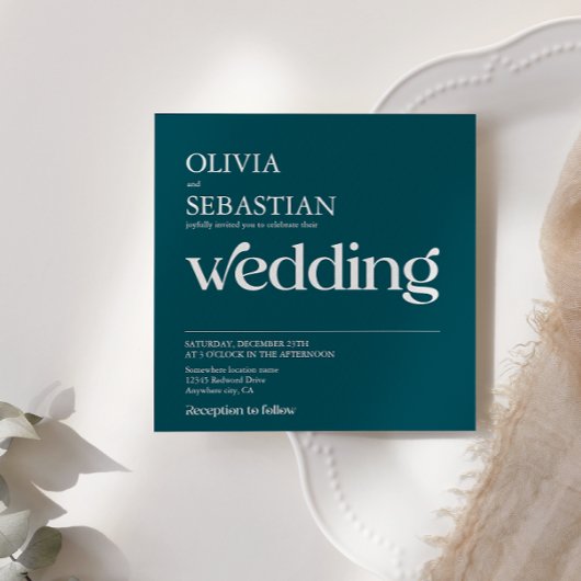 Moderne Typografie Diep Blauwgroen Vierkant Foto B Kaart