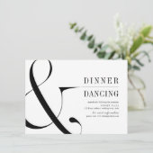 Moderne typografie diner- en dansreceptie informatiekaartje (Staand voorkant)