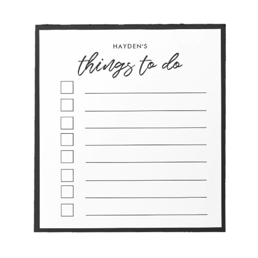 Moderne typografie Dingen om lijst te doen Notitieblok (Voorkant)