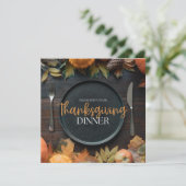 Moderne typografie doe mee aan Thanksgiving Diner Kaart (Staand voorkant)