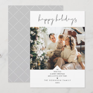 Moderne Typografie Donkergrijze kerstfoto Feestdagenkaart