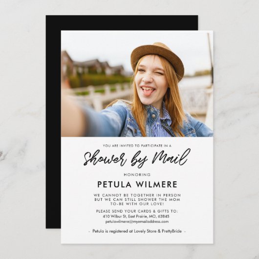 Moderne typografie Douche per mail foto Kaart (Voorkant / Achterkant)