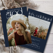 Moderne Typografie Dusty Navy 2 Foto Afstuderen Aankondiging