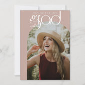 Moderne Typografie Dusty Pink 2 Foto Afstuderen Kaart (Voorkant)