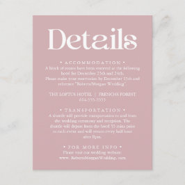 Moderne Typografie Dusty Roos Bruiloft Details Informatiekaartje
