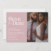 Moderne Typografie Dusty Roos Foto Bruiloft Save The Date (Voorkant)