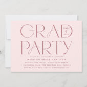 Moderne Typografie Dusty Roos Graduation Party Kaart (Voorkant)