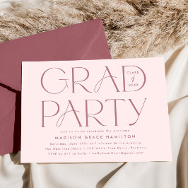 Moderne Typografie Dusty Roos Graduation Party Kaart