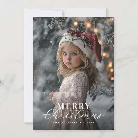 Moderne typografie Een foto Vrolijk kerstfeest Feestdagenkaart (Voorkant)