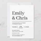 Moderne Typografie Eenvoudig minimalistisch huweli Kaart (Voorkant)