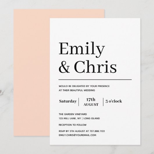 Moderne Typografie Eenvoudig minimalistisch huweli Kaart (Voorkant / Achterkant)