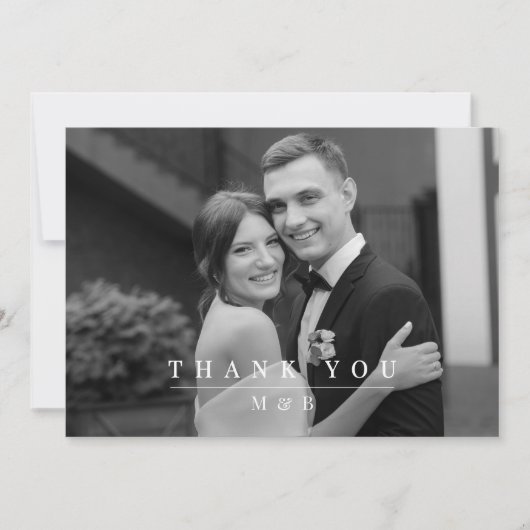 Moderne Typografie Eenvoudige Elegante Trouwfoto Bedankkaart (Voorkant)