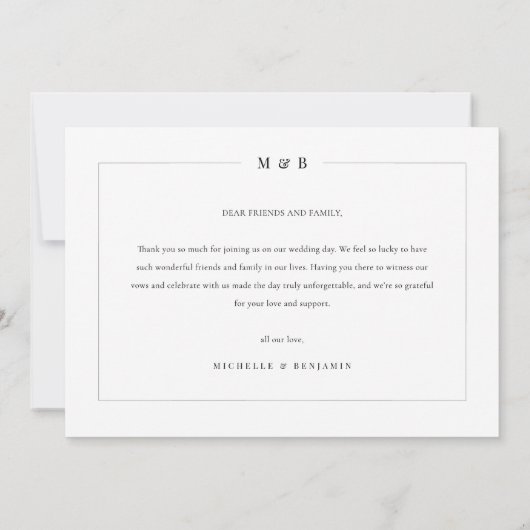 Moderne Typografie Eenvoudige Elegante Trouwfoto Bedankkaart (Achterkant)