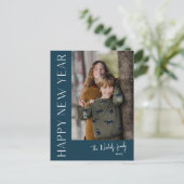 Moderne typografie Eenvoudige foto nieuwjaar Feestdagenkaart (Staand voorkant)