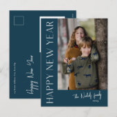 Moderne typografie Eenvoudige foto nieuwjaar Feestdagenkaart (Voorkant / Achterkant)