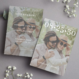Moderne typografie eenvoudige fotobekleding bruilo save the date
