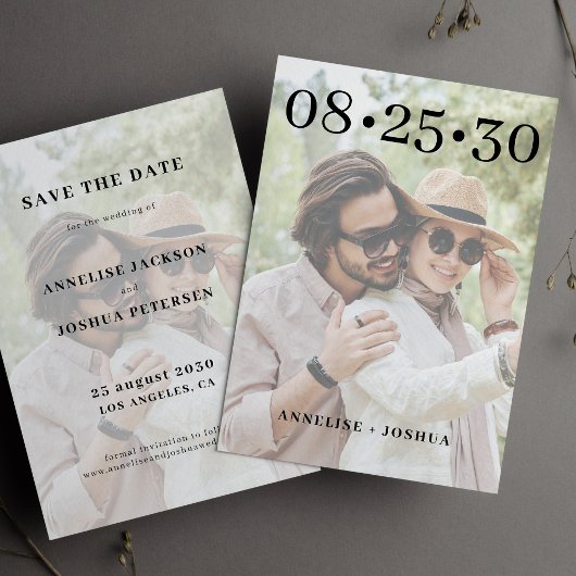 Moderne typografie eenvoudige fotobekleding bruilo save the date