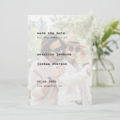 Moderne typografie eenvoudige fotobruiloft save the date (Staand voorkant)