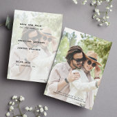 Moderne typografie eenvoudige fotobruiloft save the date