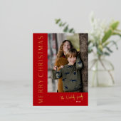 Moderne Typografie Eenvoudige kerstfoto Folie Feestdagen Briefkaart (Staand Voorkant)
