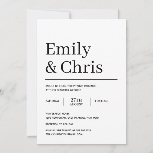 Moderne typografie Eenvoudige minimalistische trou Kaart (Voorkant)