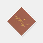 Moderne Typografie Eenvoudige Terracotta Gouden Hu Servet (Hoek)