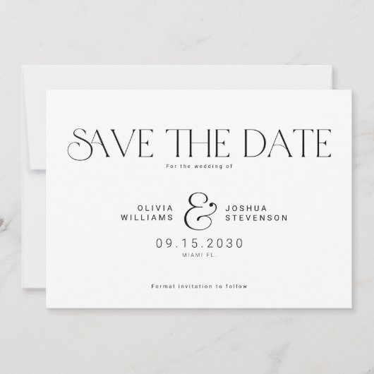 Moderne typografie eenvoudige zwarte en witte brui save the date (Voorkant)